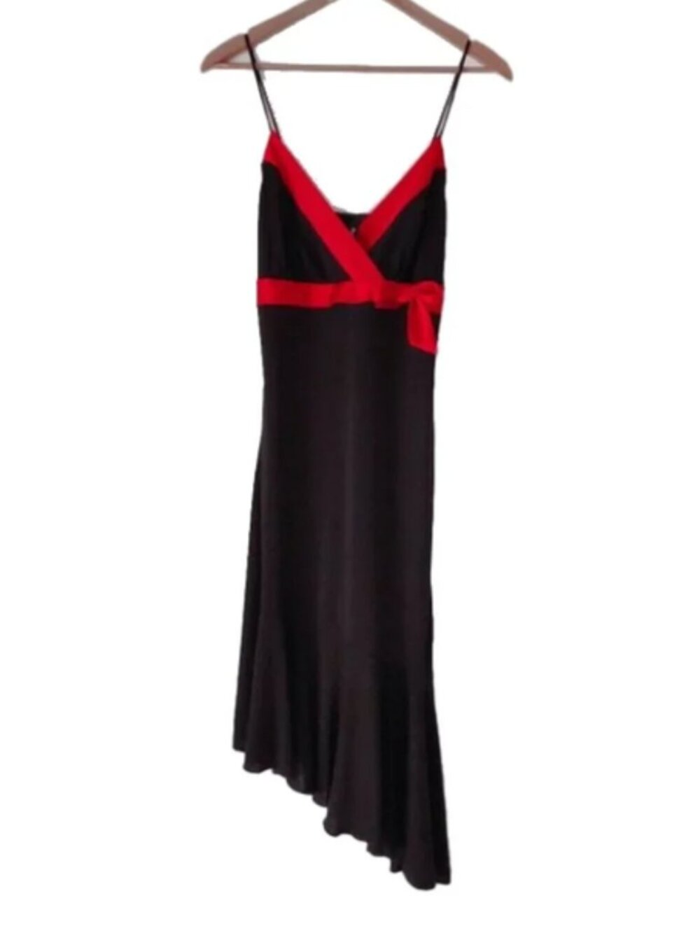 Vintage Y2k Asymmetrical Dress Black Whimsigoth Ruffle Hem Cocktail Midi Dress